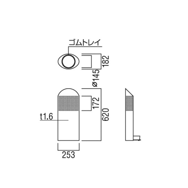 ユニオン消火器ボックス 床置 スチール(t1.6) スノーホワイトペイント 253×182×620    UFB-3F-2218-WHT