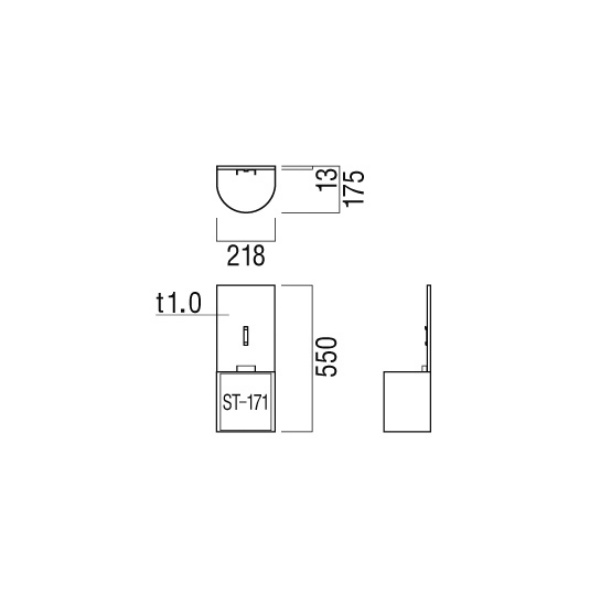 ユニオン消火器ボックス 壁掛 スチール ポーラルホワイトペイント 218×175×550    UFB-6F-2770H-PWH