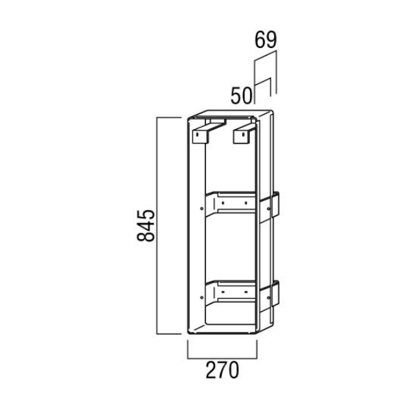 ユニオン消火器ボックス ブラケット 絵・文字標識 ステッカー専用 スチール 亜鉛メッキ 270×69×845  BRN-0017