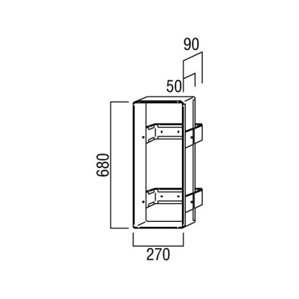 ユニオン消火器ボックス ブラケット 絵・文字 標識なし専用 スチール 亜鉛メッキ 270×90×680  BRN-0031