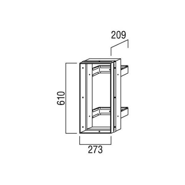 ユニオン消火器ボックス 専用ブラケット 全埋込タイプ スチール 亜鉛メッキ 273×209×610   BRN-0093