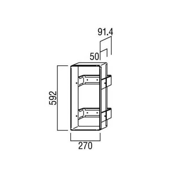 ユニオン消火器ボックス 専用ブラケット 半埋込タイプ スチール 亜鉛メッキ 270×91.4×592   BRN-0098