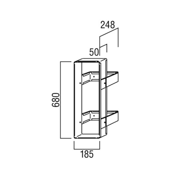 ユニオン消火器ボックス 専用ブラケット 全埋込タイプ スチール 亜鉛メッキ 185×248×680   BRN-0099