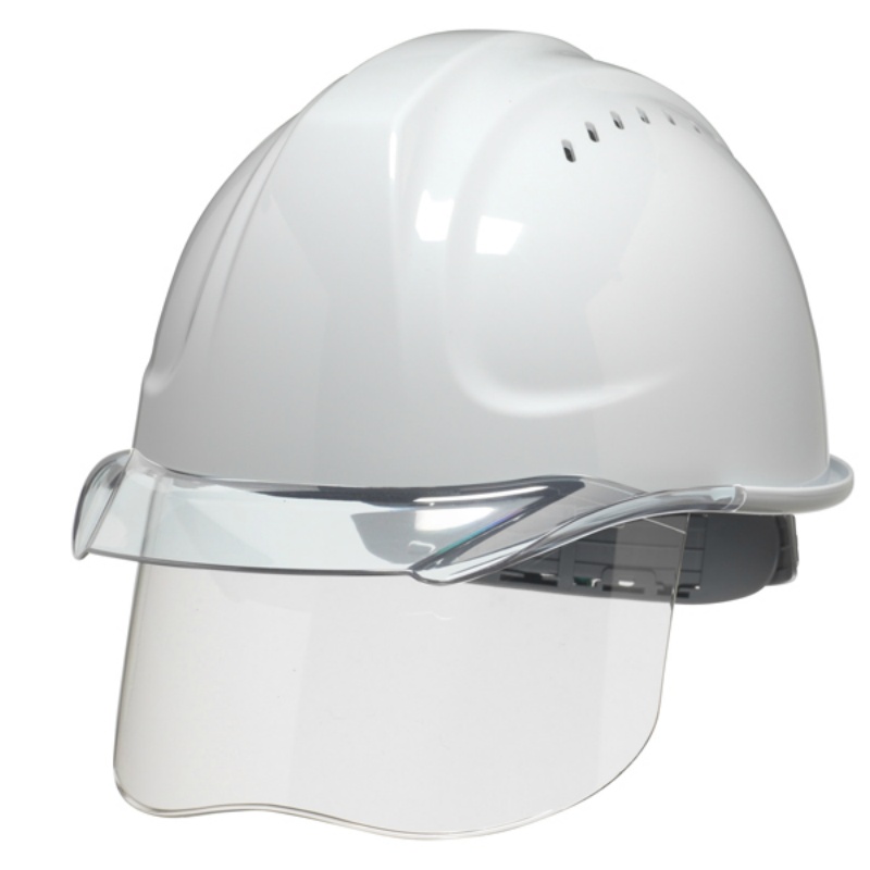 シールド面付きヘルメット 保護帽 エアロメッシュ SYA-CSVM ABS樹脂/PCバイザー 通気孔付き・透明ひさし 飛来・落下物用 墜落時保護用 8カラーバリエーション DICヘルメット