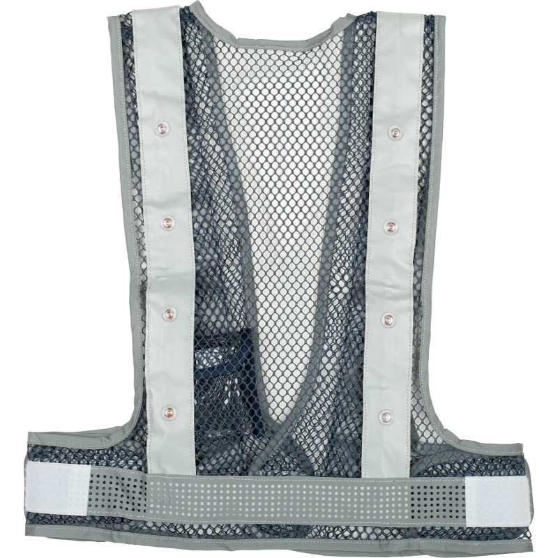 メッシュベスト 赤LEDアラベス 紺/シルバー 粗いメッシュ 通気性抜群 高視認性 夜間 工事現場 交通整備 熱中症対策 MBL-LED-DBS-R 三ツ星貿易