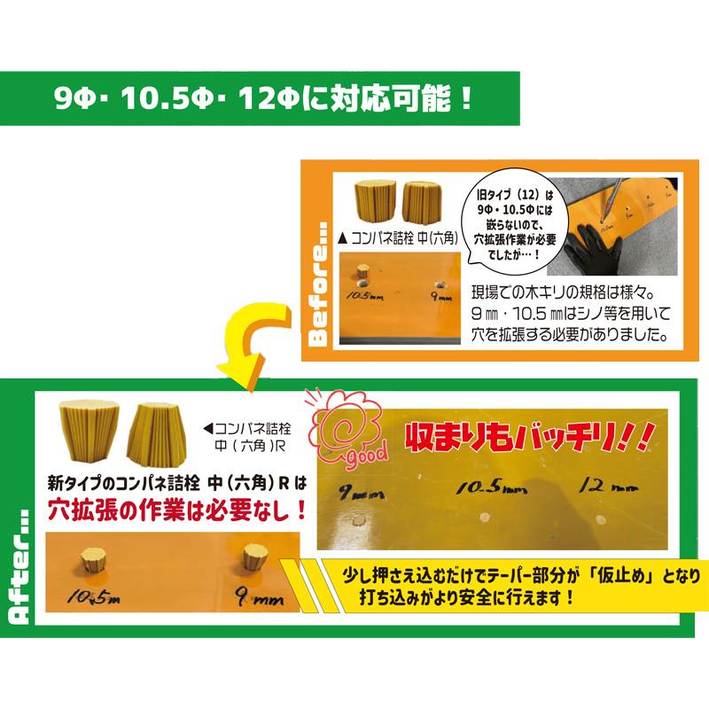 コンパネ詰栓 中(六角) R