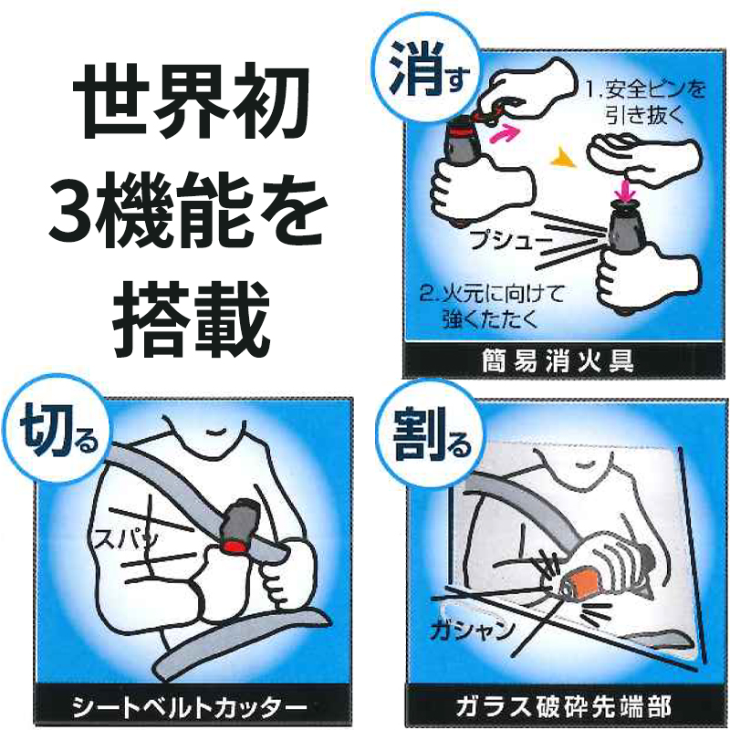 自動車用脱出ハンマー 消棒レスキュー