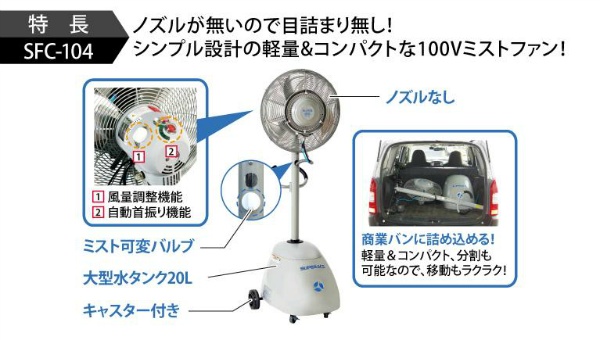 12月スーパーsale 15 Off ｓｆｃ １０４ 簡易移動式タイプ ミスト発生機 スーパー工業 その他季節 空調家電 Williamsav Com