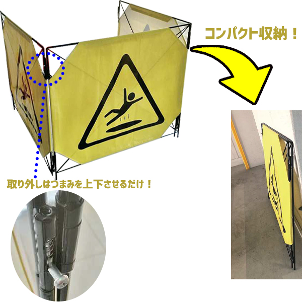 3面式 マンホール屏風 スタンドキューブ W1000mm×H900mm AR-4038 マンホール・スラブ開口部用囲い アラオ ARAO