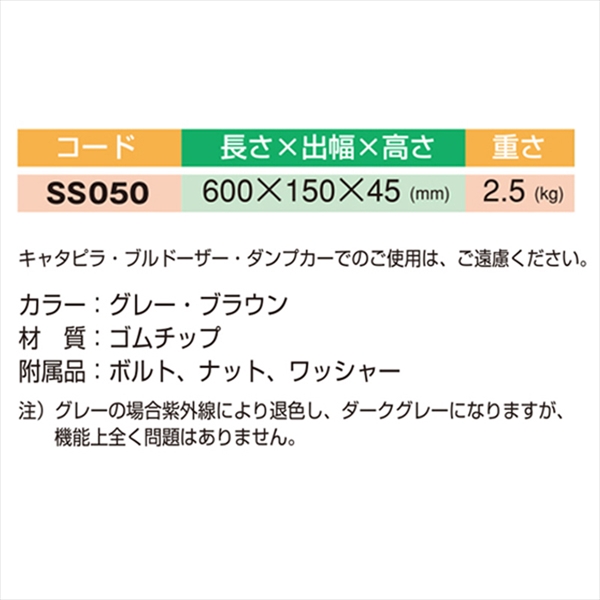 【50mm段差用】セフティスロープ ～6t車まで対応  W600mm×D150mm×H45mm 2.5kg SS-050 グレー 歩行者・車両兼用 段差解消スロープ 静音 ゴムチップ製 長寿命 バリアフリー ミスギ