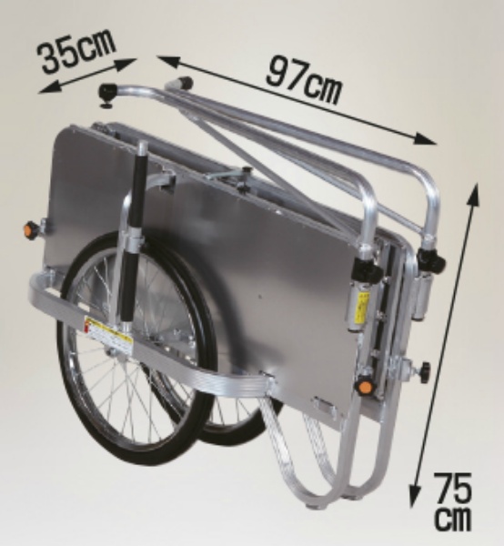 リヤカー 折畳み式 アルミ製  コンパック 側面アルミパネル付タイプ ノーパンクタイヤ HC-906NA 積載重量180kg リアカー 荷車 HARAX ハラックス