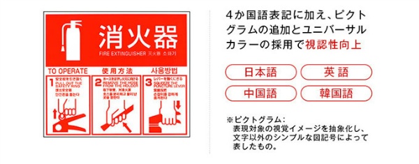 消火器設置スタンド 消火器設置台 VT1RB 粉末消火器10型～20型・水系消火器3L～6L用 四か国語表記 ピクトグラム入り カラースタンド  モリタ宮田工業