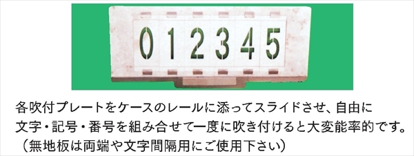 吹付プレート 【数字セット】 連結式 ステンレス製 板サイズ130mm×52mm 文字サイズ70mm×35mm  スプレー用 マーキングプレート