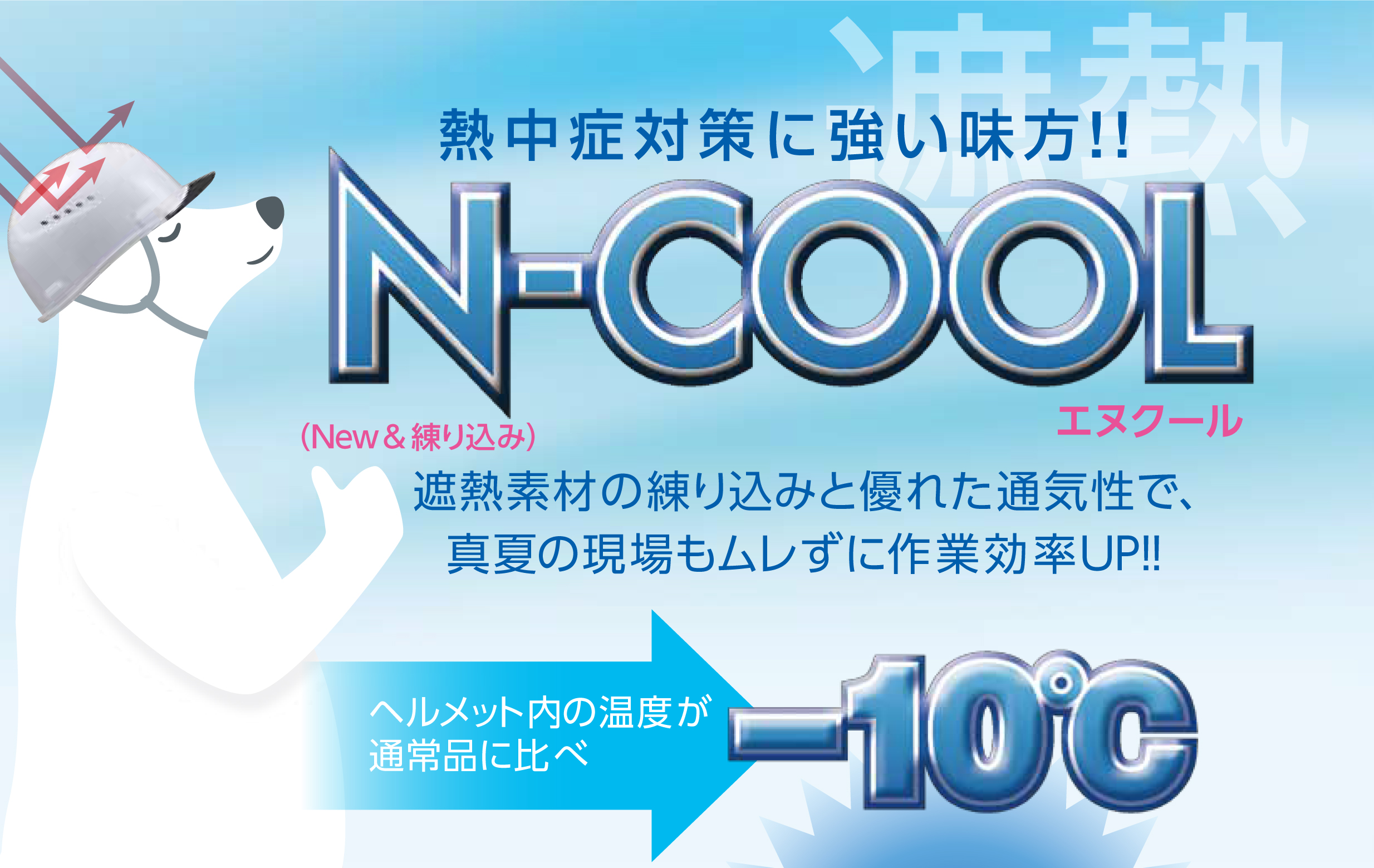 シールド面付き遮熱ヘルメット 保護帽 N-COOL KKC3S-B 通気孔付き・透明ひさし 飛来・落下物用 墜落時保護用 スミハット ABS樹脂 Nクール 熱中症対策