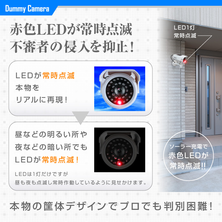 防犯用ダミーカメラ OS-174W ソーラー付ボックス型 LEDライト付 オンスクエア オンサプライ