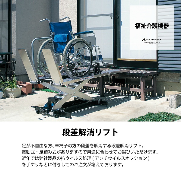 ゼロハイトリフト ZHW-150 段差解消リフト 足踏み式 最大積載量150kg 370mm×1025mm×290mm 花岡車輌 HANAOKA