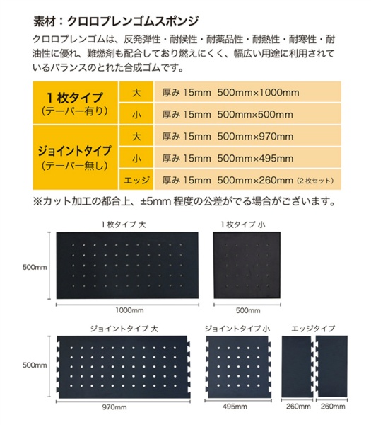 疲労軽減マット ジョイントタイプ 小タイプ 500mm×495mm×15mm 防滑 エンボス加工 エルゴマット  クッションマット 冷え軽減 立ち作業 足腰負担軽減