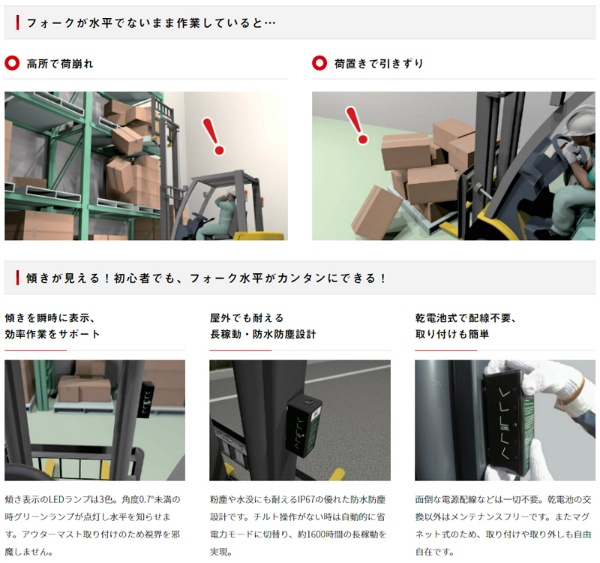 フォーク水平ランプ FSLC-10 ツールマート  フォークリフト用水平補助検知機 ツールマート 安全対策