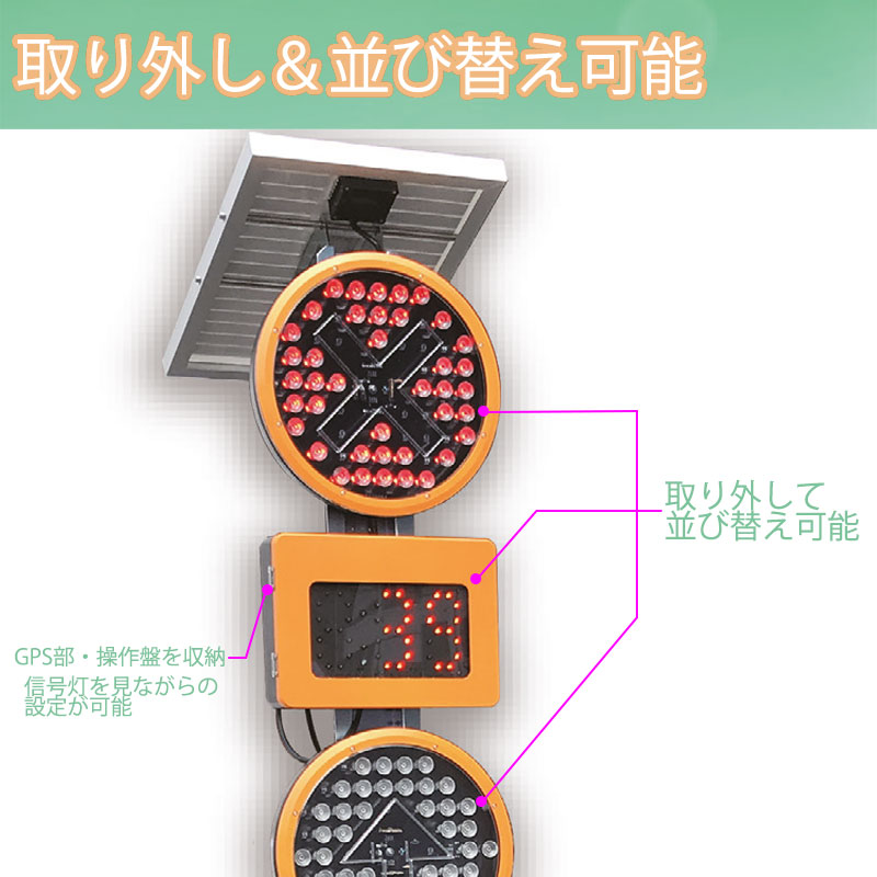 ソーラー式 工事用信号機 250φ2灯式 SO2502-D