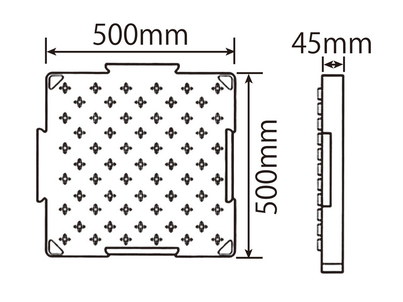 ロードマット ジョイント式 樹脂製敷板 500×500×45mm 8Y3017 サンコー