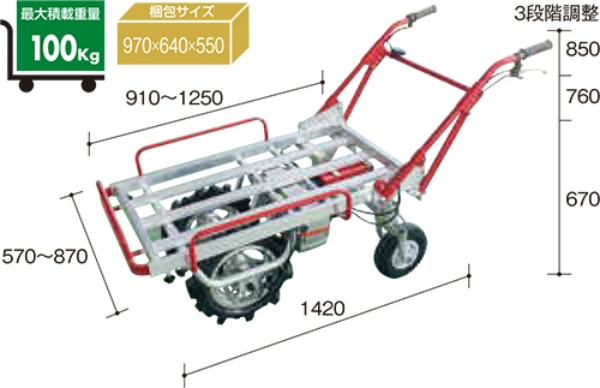 電動運搬車 猫吉 四輪タイプ ノーパンク ハートタイヤ バッテリー式手押し車 1輪車 ねこ車 農作業 農業 アルミス