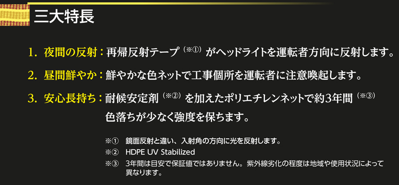 レフネット H900mm×50ｍ巻 再帰反射テープ付 セーフティーネット  オレンジネット フェンスネット 工事現場用 仮設フェンス 仮囲い