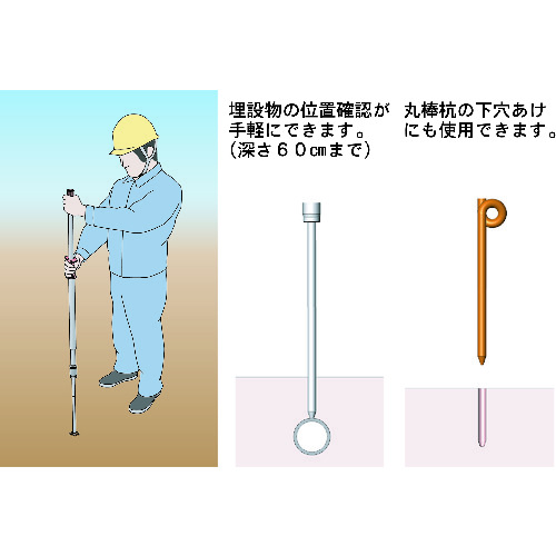 探針棒 探深棒 地中探査棒　穴掘～る 埋設物確認 ANA-1600 穴掘り用品 穴掘り工具 下穴あけ