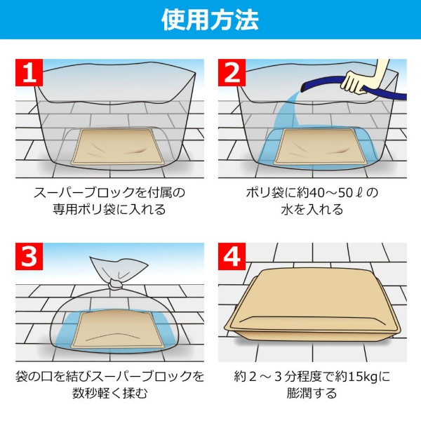 【1ケース20枚入】吸水土のう袋 スーパーブロック 400mm×600mm 最大15kg  7年保存 土嚢・水嚢 災害復旧 BCP対策 日本製 アイ・イー・ジェー