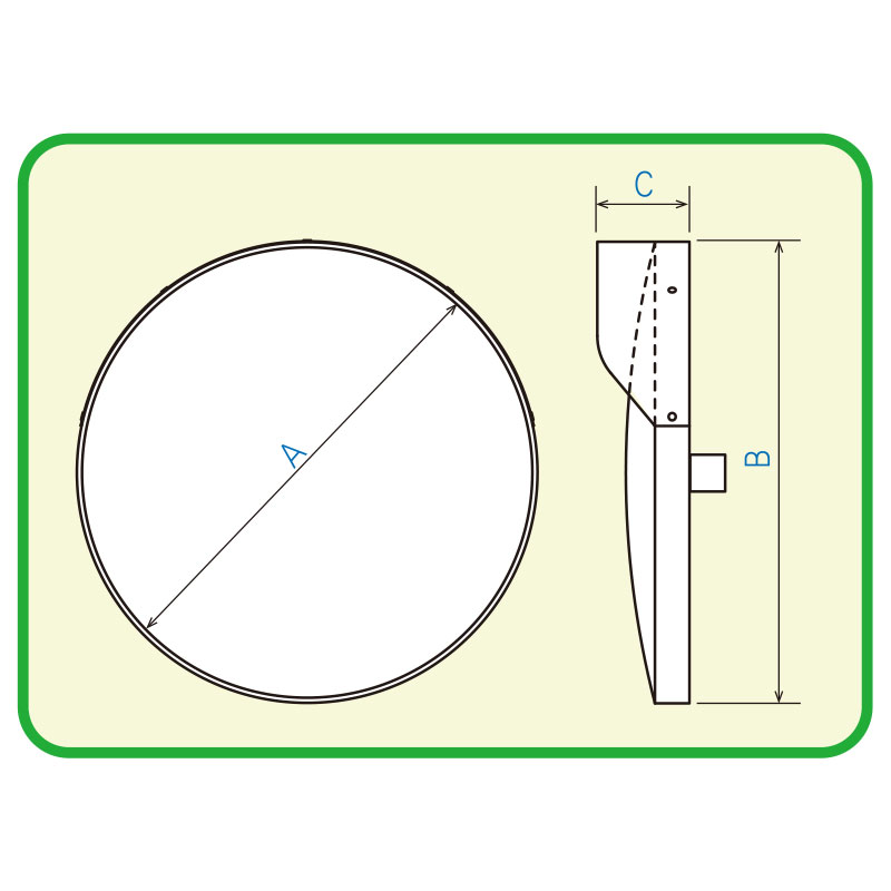 カーブミラー アクリル製 400φ 二面鏡 φ34mm支柱用取付金具+壁用金具+二面鏡取付金具付き 丸型 アンゼンミラー 1AAC0401W ナック・ケイ・エス