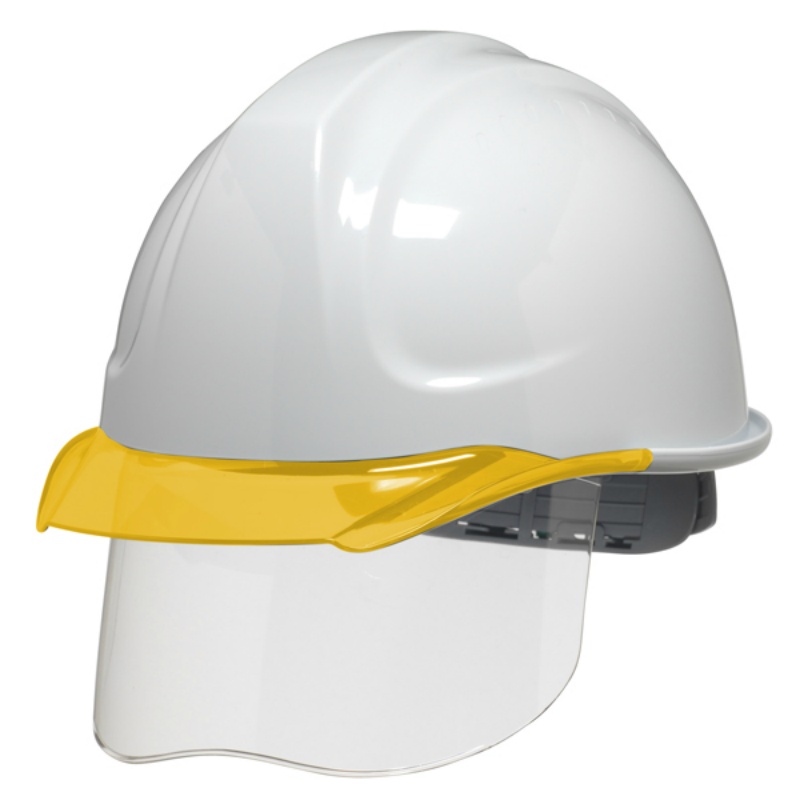 シールド面付きヘルメット 保護帽 エアロメッシュ SYA-CSM ABS樹脂/PCバイザー 透明ひさし 飛来・落下物用 墜落時保護用 電気用 8カラーバリエーション DICヘルメット