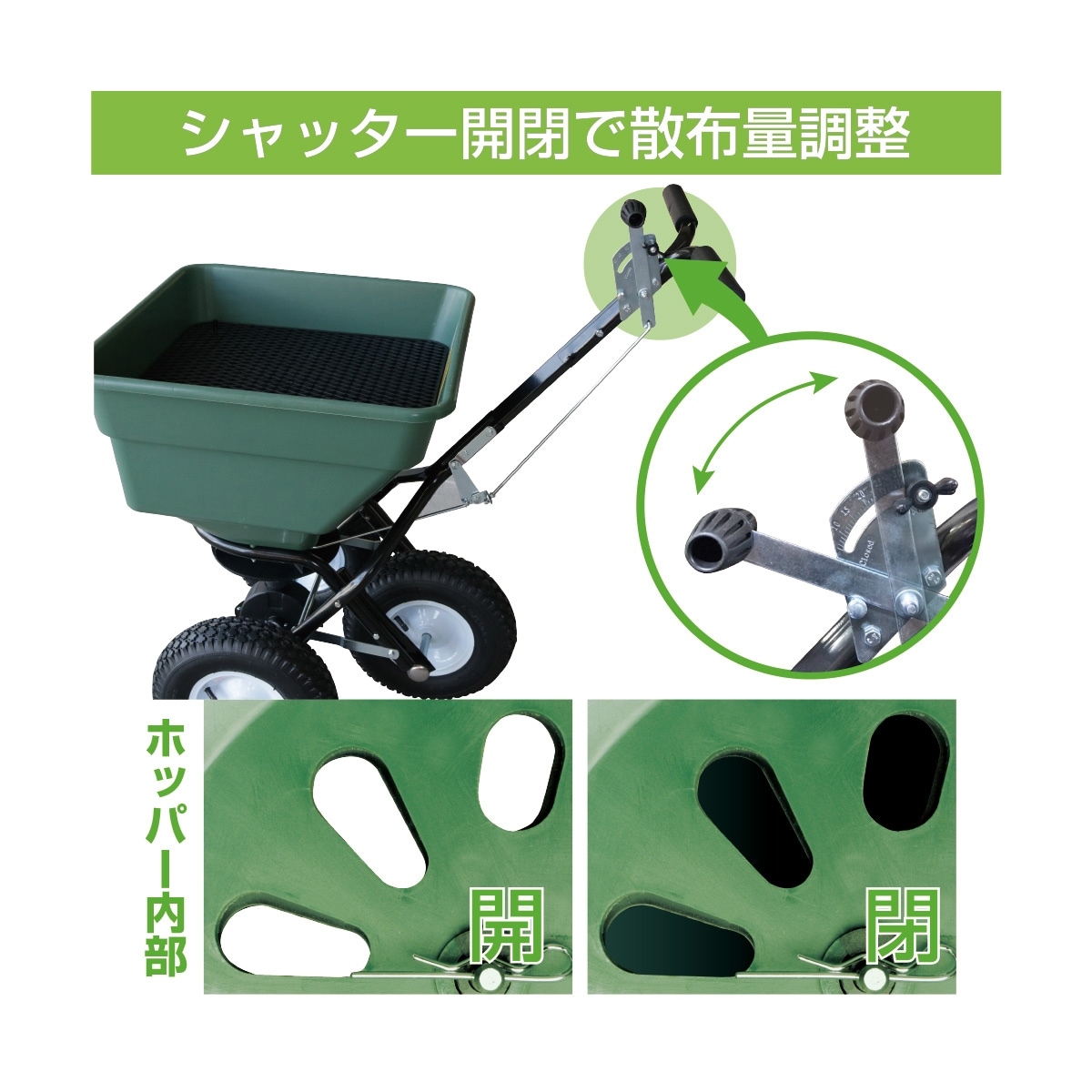 手動散布機 3輪タイプ 撒きざんまい 幅550mm×長さ900mm×高さ910mm 肥料 顆粒 粉 鶏ふん 農業 ガーデニング KT-603H 和コーポレーション
