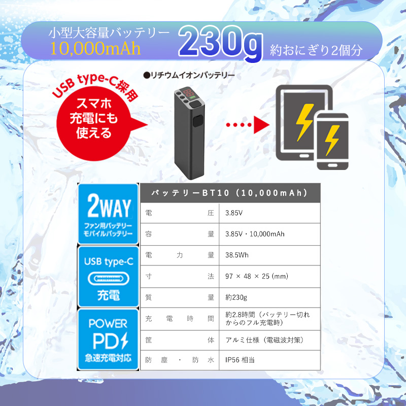 【2026年モデル】クロスファン イーエックス スターターセット Cross-Fan EX30+BatteryKit BT10+チャージングキット40W 60L/秒 冷風ファン -30℃ ペルチェ冷却プレート 9段階切替 10000mAh IP56相当 穴径90φ対応 空調作業服用