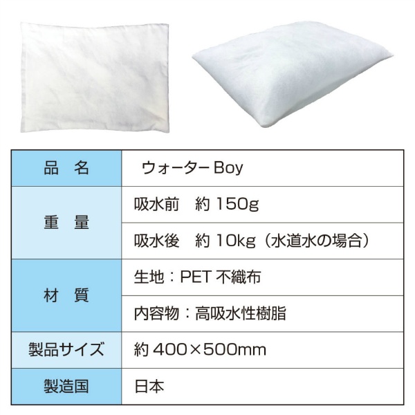 1ケース50枚入】超吸水袋 ウォーターBoy 10L吸水 400mm×500mm 吸水土のう 土嚢・水嚢 災害復旧  BCP対策｜保安用品のプロショップメイバンオンライン