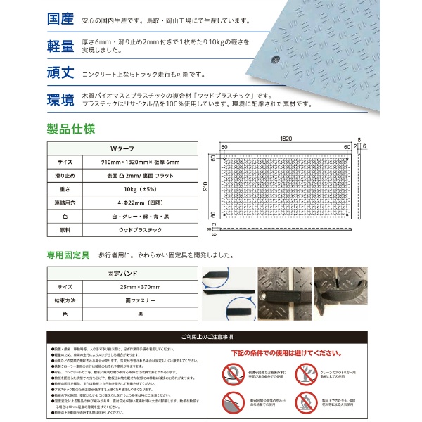 イベント用樹脂製敷板 Wターフ 3×6 910mm×1820mm×厚み8mm  黒