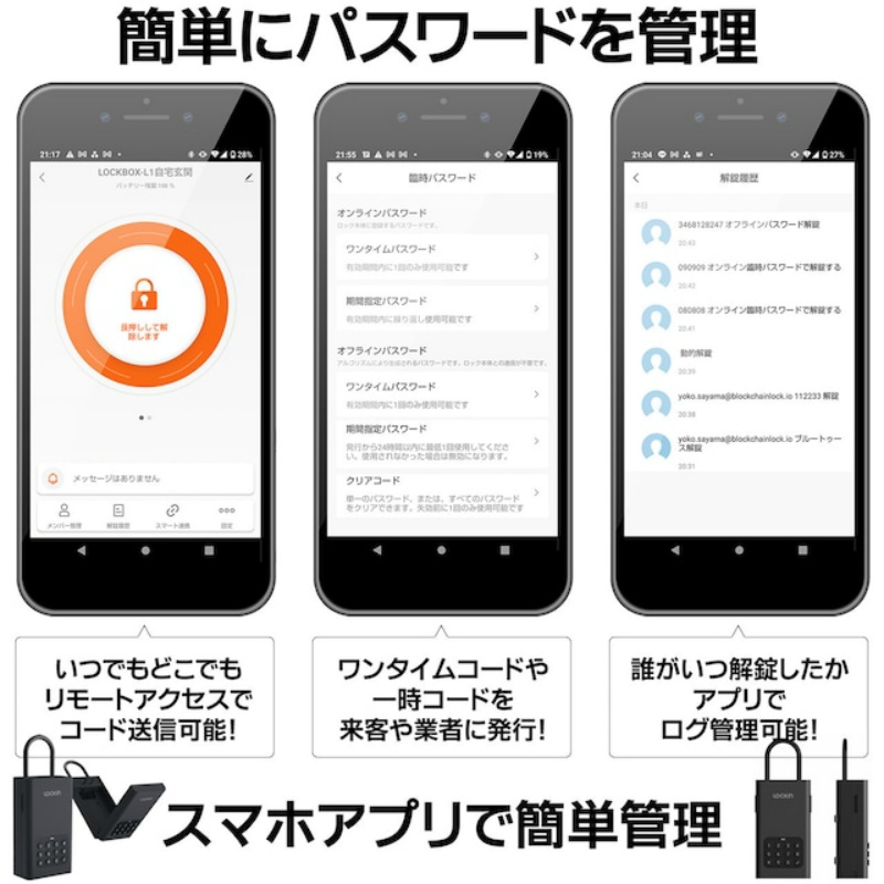 全天候型屋外用 スマートキーボックス セキュリティボックス スマートパドロック ロックイン Smart Lock Box L1　遠隔操作 Bluetooth解錠 暗証番号発行 ワンタイムパスワード 操作履歴確認可能 防水 腐食耐性 凍結耐性 Type－C給電  Lockin 日本ロックサービス