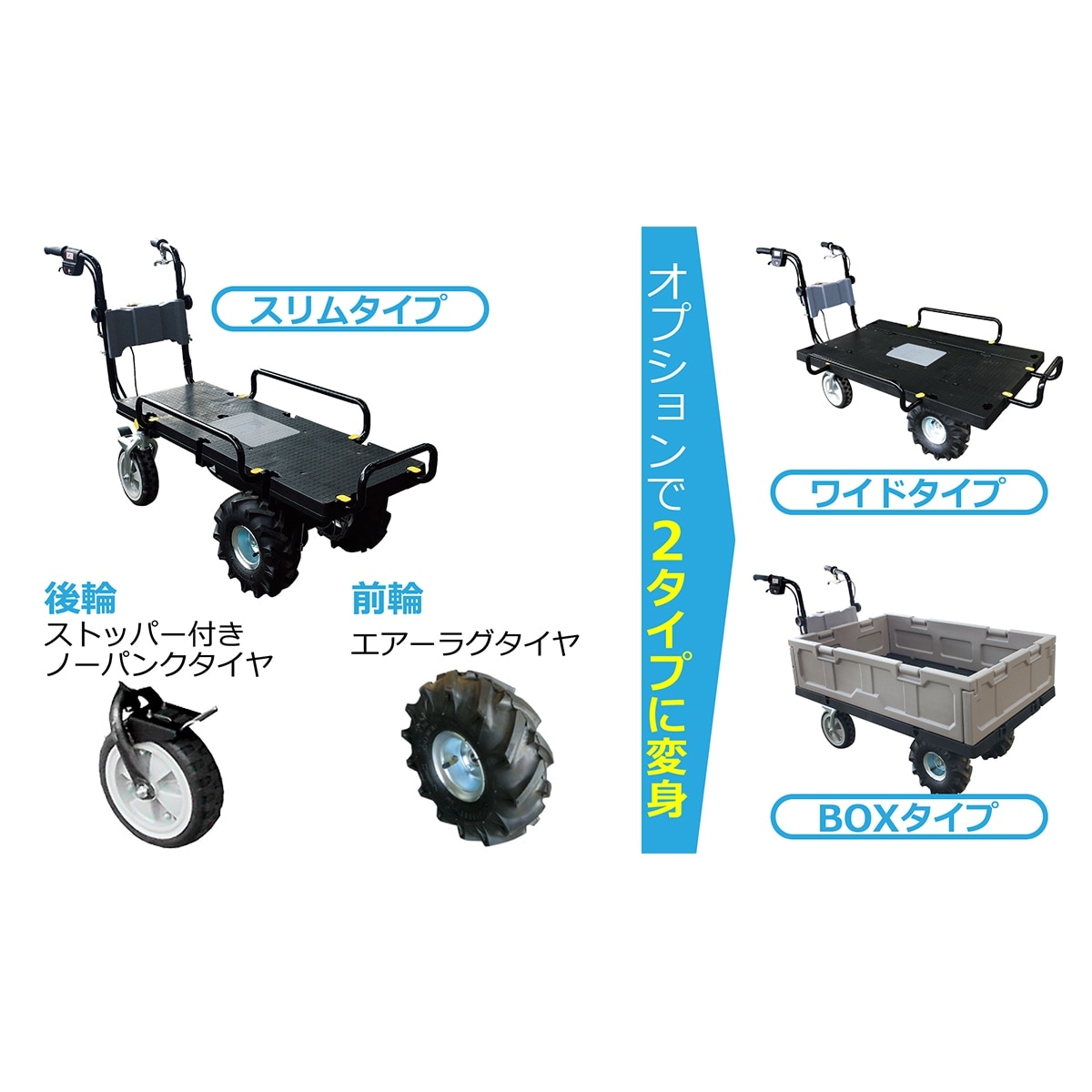 電動エコキャリア21 エネトラ4 KT-8FRX 長さ1558-1658mm×幅510-590mm×高さ870-980mm 最大積載量120kg 和コーポレーション KAZ