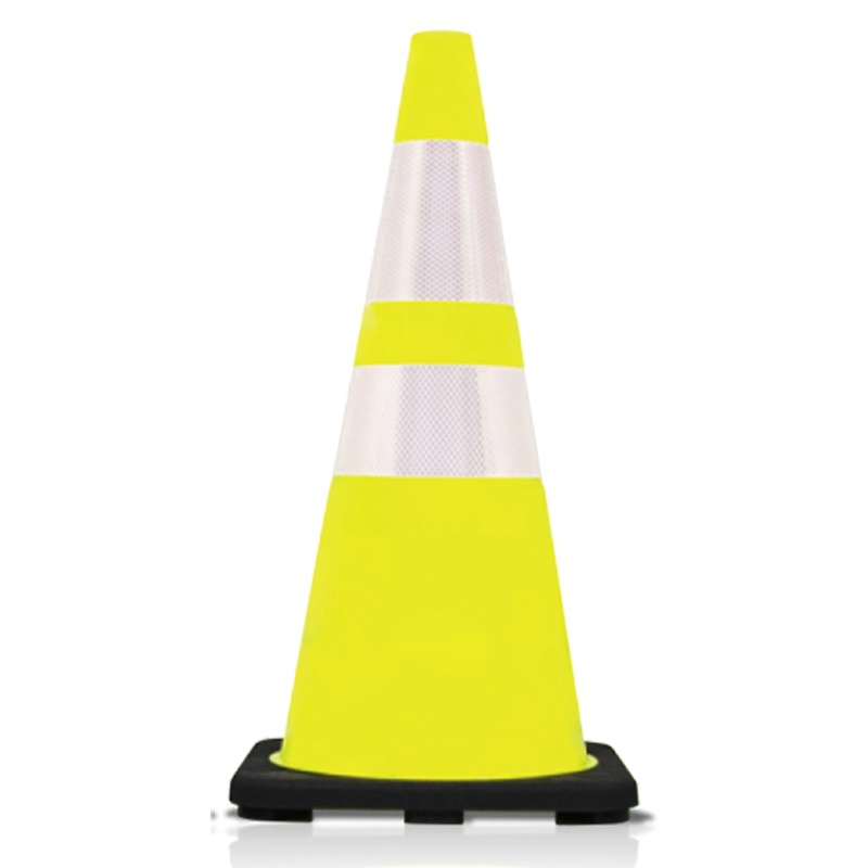 PVCプリンスコーン2 H700mm 黄／白 350×350×H700mm 三角コーン パイロン カラーコーン