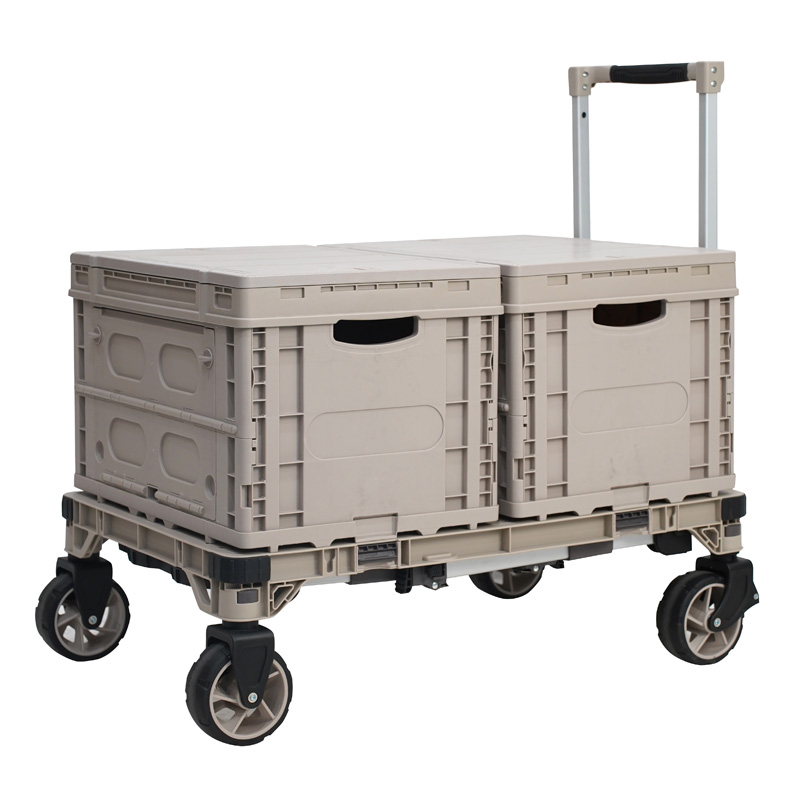 【ボックス2個付】3WAY台車 テーブルキャリーカート 約W86cm×H25cm×D57cm 耐荷重約100kg(ボックス20kg) 重量約10.4kg(ボックス3.7kg) 多機能 平台車 作業テーブル 現場 倉庫 キャンプ 屋外休憩 資材運搬 仙台銘板