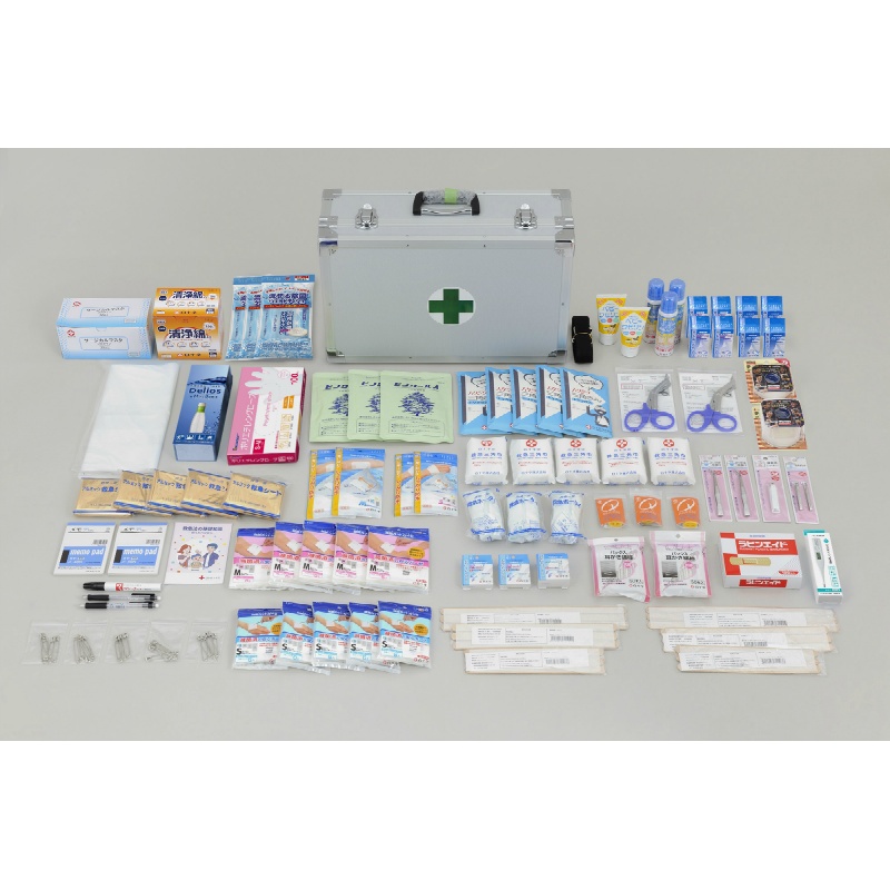 災害多人数用救急箱 約50人用 7247306 防災救急セット 応急手当衛生用品 携帯ケース入り 事業所備蓄用 BCP対策