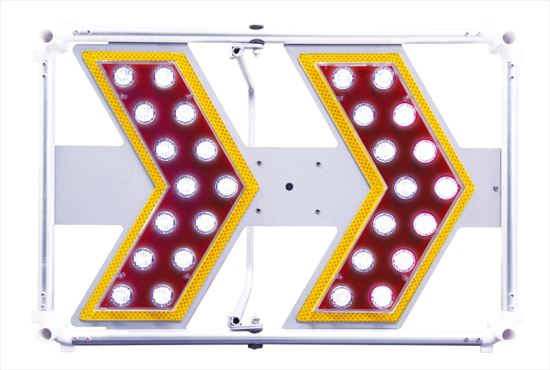 電池式 軽量型LED矢印板 ダブルアロー LIGHT 白 W616mm×H416mm×D77mm ASL-310-W 点滅/流動 照度センサー付 方向指示板 キャットアイ