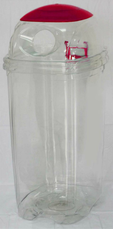 【ビンカン用投入口】6個セットPet Trash透明トラッシュボックス 70リットル レッド