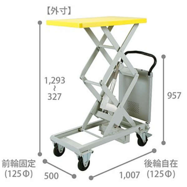 電動昇降台車 プレミアムダンディリニア PLM-100W 耐荷重100kg 電動リニア式 リフト台車 500mm×1007mm×957mm リニアアクチュエータ式電動リフト Wシザー DANDYシリーズ 花岡車輌 HANAOKA DANDYシリーズ