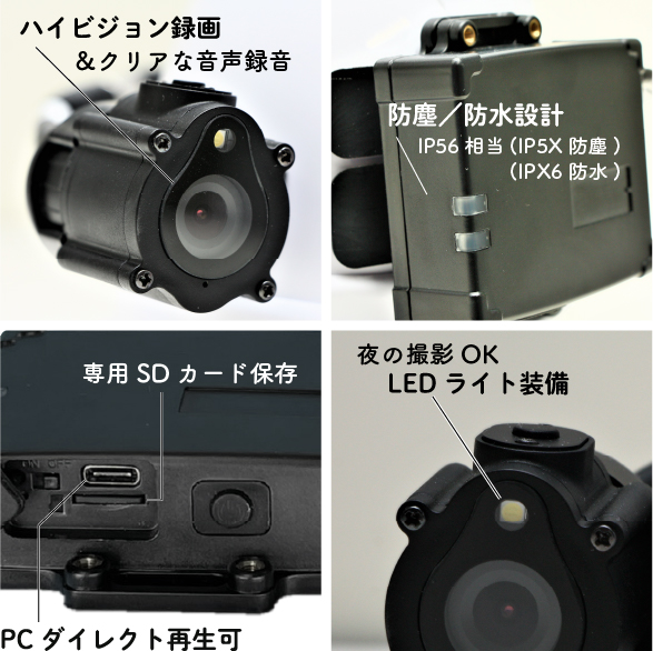 ヘルメット装着型ウェアラブルカメラ 760mm×790mm×28mm Driveman SP-10 HD720P(1280×720) 防水防塵IP56相当 ハイビジョン録画 25fps 専用microSDカード付属 連続9時間録画