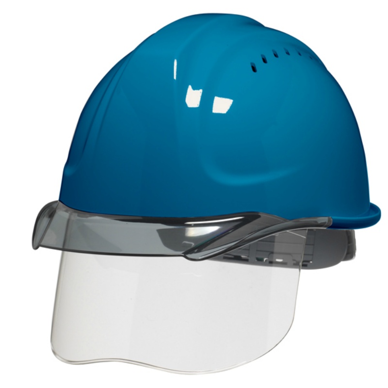 シールド面付きヘルメット 保護帽 エアロメッシュ SYA-CSVM ABS樹脂/PCバイザー 通気孔付き・透明ひさし 飛来・落下物用 墜落時保護用 8カラーバリエーション DICヘルメット