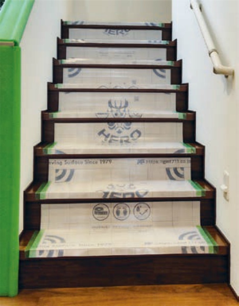 歌舞伎ロール 厚み3mm 900mm×9m ハーフカット切込入りポリエチレン製 壁養生・床養生用