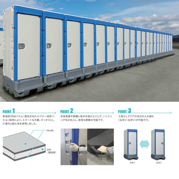 【陶器製洋式タイプ】仮設トイレ 簡易式ポンプ水洗 現場用次世代型仮設トイレ TU-iXFUW　※給水ポンプ別