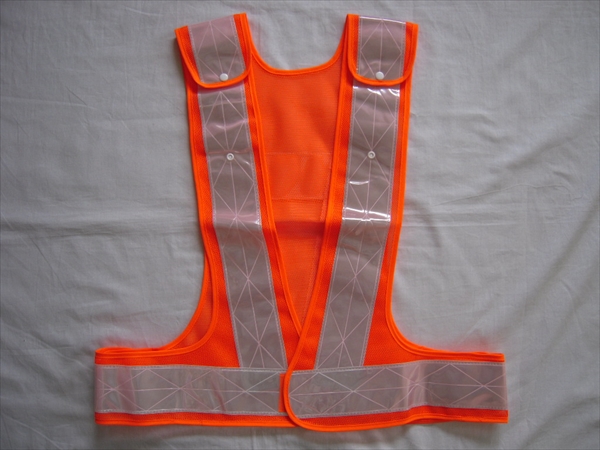 安全ベスト サイズ調整ベスト 3段階調整 オレンジ/黄 70mm巾