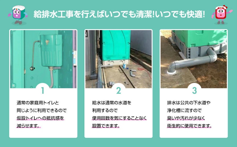 仮設トイレ 洋式 本水洗 AUG-FW+15WS 兼用水洗 架台付き W870mm×D1195mm×H2432mm AUシリーズ 屋外用 現場・イベント向け 旭ハウス工業