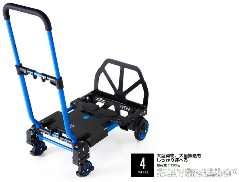 FLAT CART F-CART 2×4 フラットカート ツーバイフォー ブルー HANAOKA 耐荷重 最大120kg 折りたたみ台車 花岡車輌  HANAOKA｜保安用品のプロショップメイバンオンライン