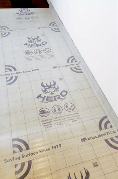 歌舞伎ロール 厚み3mm 900mm×9m ハーフカット切込入りポリエチレン製 壁養生・床養生用